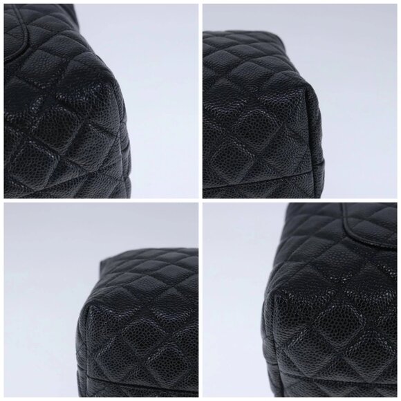 CHANEL Matelasse Hand Bag Grained Calf Skin Black CC Auth - Picture 16 of 16